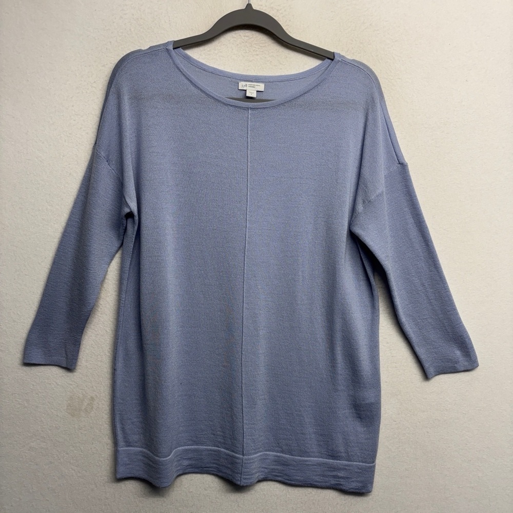 J Jill Merino Wool Knit‎ Sweater Light Blue Washable S 3/4 Sleeve